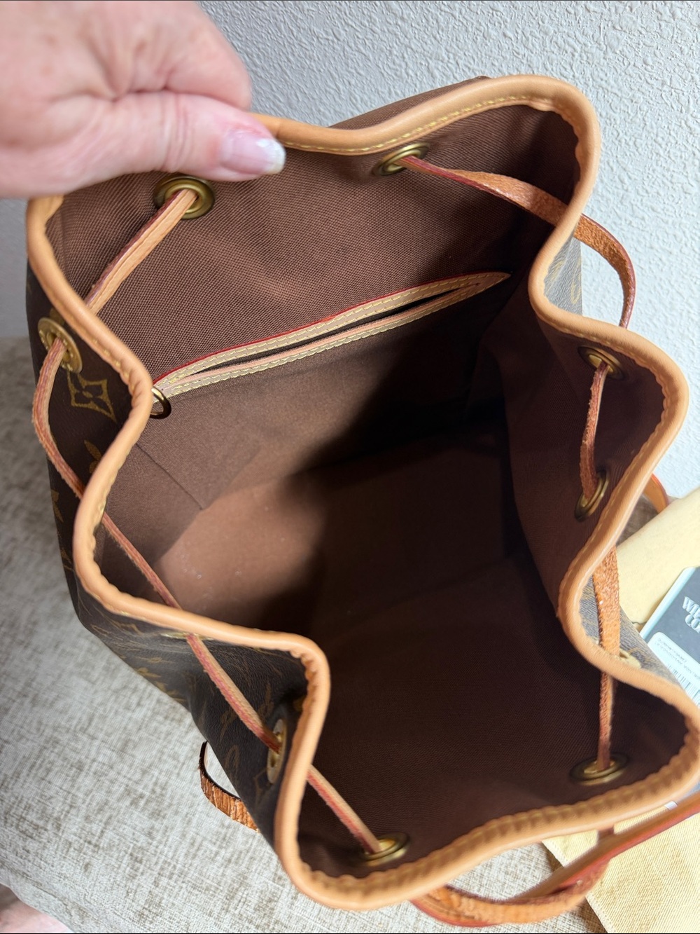 Louis Vuitton Monogram Canvas Backpack in Brown and Tan Leather Trim - Picture 9 of 10